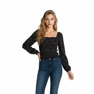 Long Sleeve Polka Dot Blouse